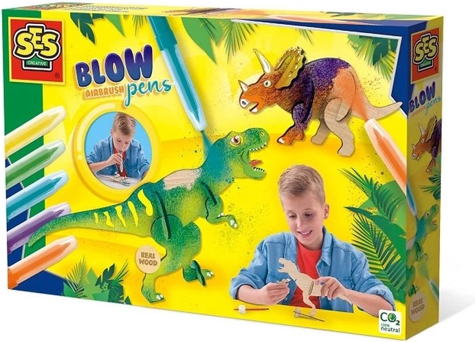 SES Creative fúkacie fixky s airbrush efektom – dinosaury