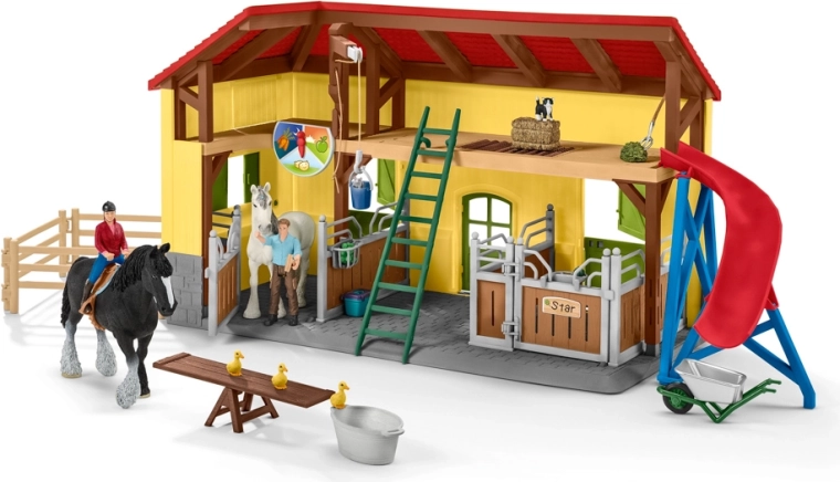 Schleich Farm World stajňa pre kone s príslušenstvom