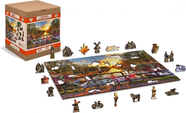 Drevené puzzle Bicykle v Amsterdame