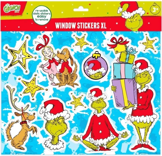 Grinch okenné nálepky na sklo – znovupoužiteľné dekorácie