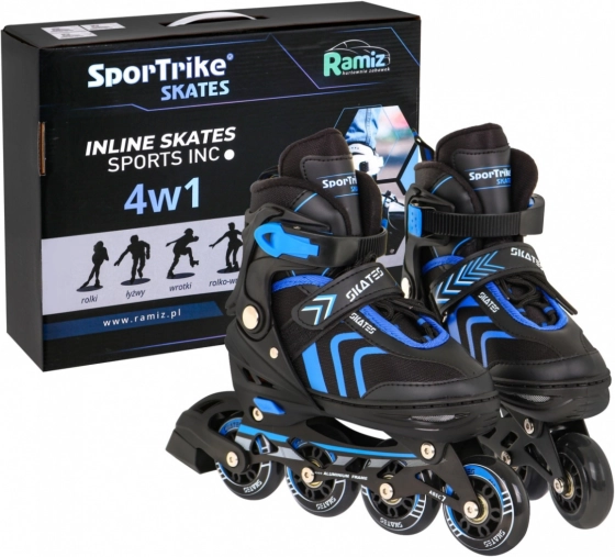 Sada 4v1 detské korčule inline, trekové a ľadové, veľkosť 29–33 – Modrá