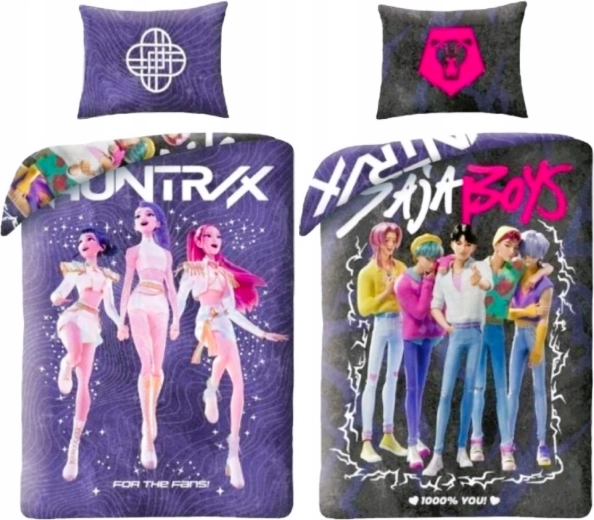 Obojstranné obliečky K-pop demon hunters Huntrix a Saja boys 140 × 200 cm
