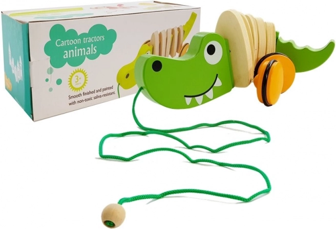 Drevený ťahací krokodíl 18 cm