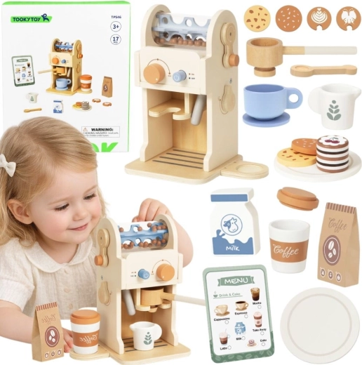 Tooky Toy drevený kávovar pre deti – barista sada