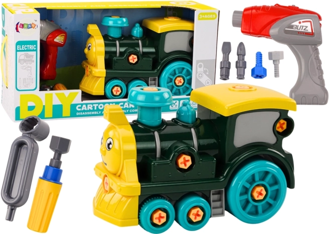 Skrutkovacia kreslená lokomotíva DIY zelená