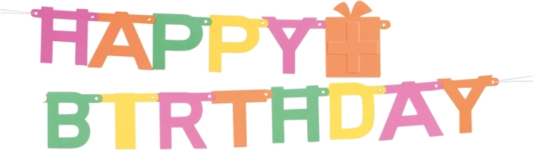 Girlanda s nápisom Happy Birthday neónová 1,5 m – 1 kus
