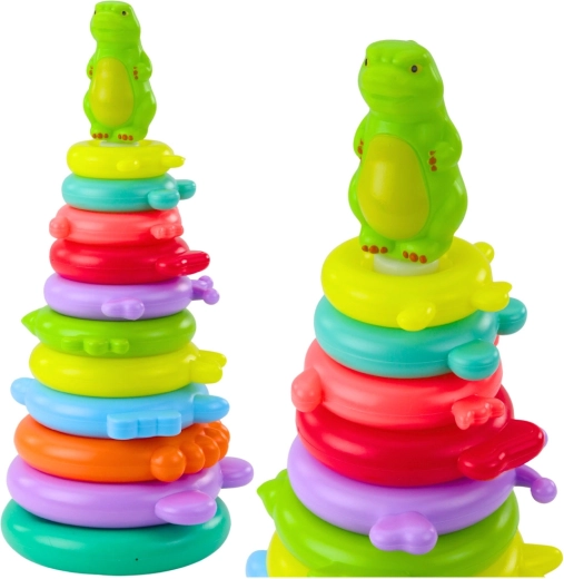 Vzdelávacia skladacia pyramída s dinosaurom, 12 dielov a samolepky