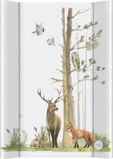 Ceba Baby mäkká prebaľovacia podložka s bočnými hranami Basic woodland 50 × 70 cm