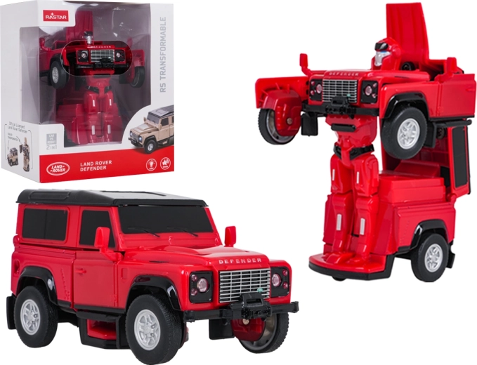 Transformujúce autíčko a robot 2 v 1 Land Rover Defender RASTAR červený