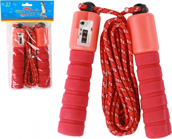 Švihadlo červené s počítadlom 275 cm, regulácia, fitness