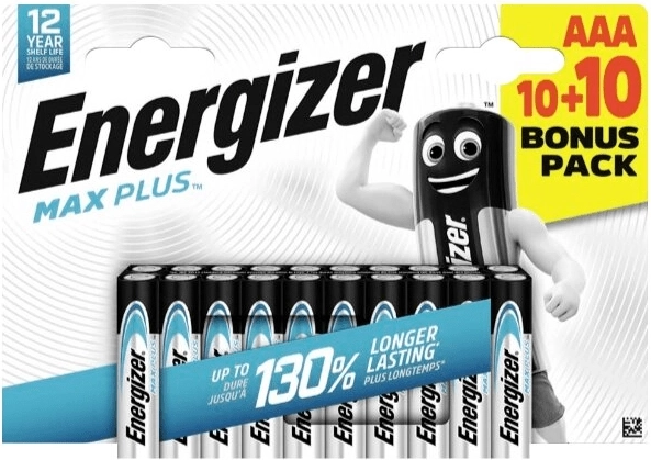 Energizer Max Plus alkalické batérie AAA 20 ks (10+10)