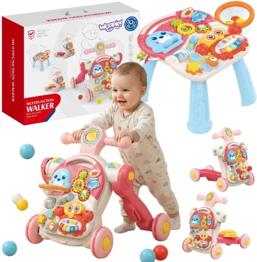 WOOPIE Baby vzdelávacie chodítko, odrážadlo, kolobežka a stolík 4 v 1