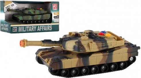 Plastový tank 17 cm so zotrvačníkom, svetlom a zvukom – 2 farby (RUI JIA, MILITARY AFFAIRS)