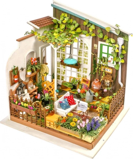 RoboTime miniatúra domčeka – záhradná terasa DIY stavebnica s LED