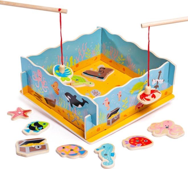 Drevená magnetická hra chytanie rybičiek BIGJIGS TOYS