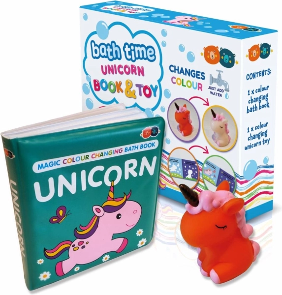 Kúzelné kúpace leporelo meniace farbu s hračkou – jednorožec