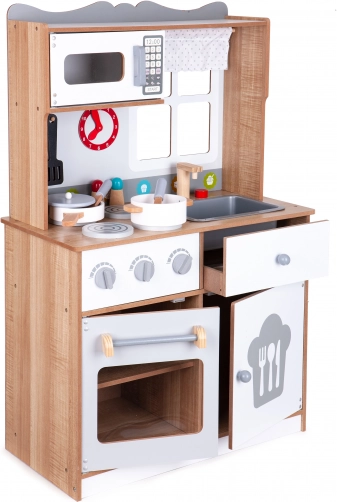Drevená detská kuchynka s príslušenstvom Ecotoys