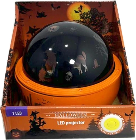 Halloweensky svetelný projektor s tichou rotáciou, LED, 16 × 13,5 cm