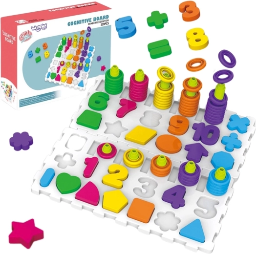 Montessori vzdelávacie puzzle na tréning mozgu s písmenami a číslami Woopie, 139 dielikov