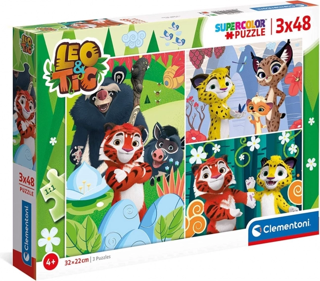 Puzzle CLEMENTONI Leo a Tig 3×48 dielikov