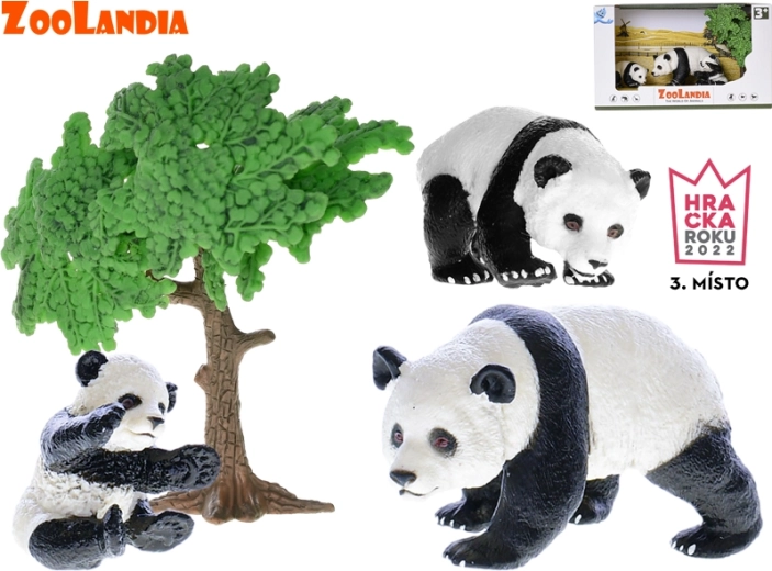 Zoolandia panda s mláďatami a doplnkami – sada figúrok do zoo