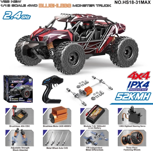 Diaľkovo ovládané terénne auto Monster Max 1:18