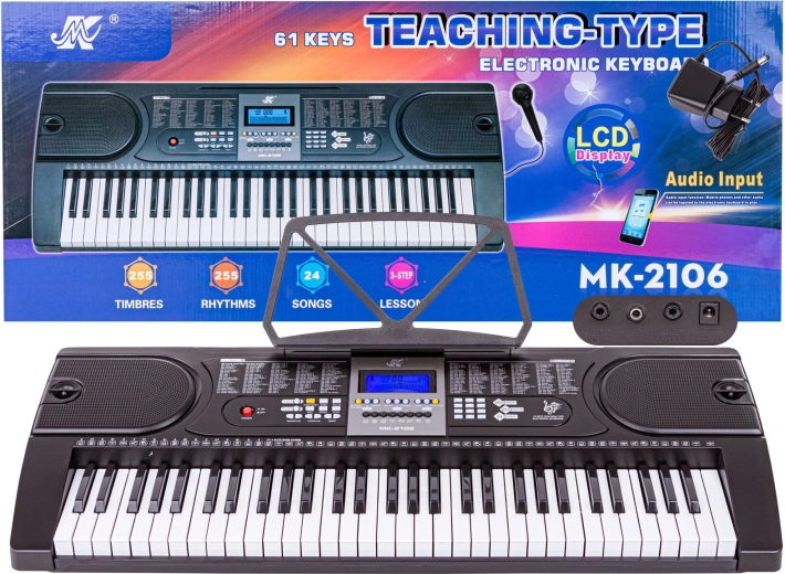 Klávesové varhany 61 kláves s mikrofónom a napájacím adaptérom MK-2106