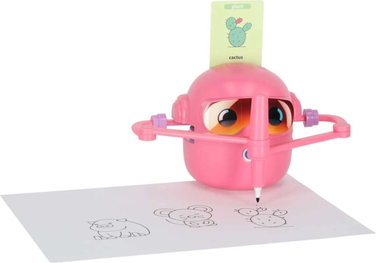 Interaktívny kresliaci robot pre deti – vzdelávacia hračka s kartičkami, ružový