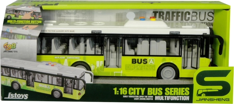 Mestský autobus so svetlom a zvukom zelený