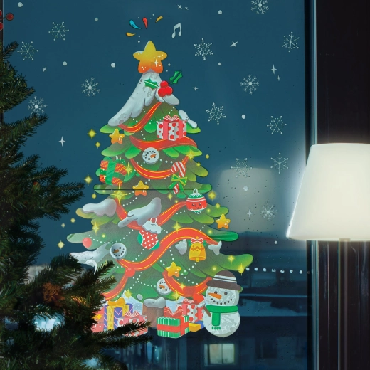 Vianočná nálepka na okno – vianočný stromček 62 × 70 cm
