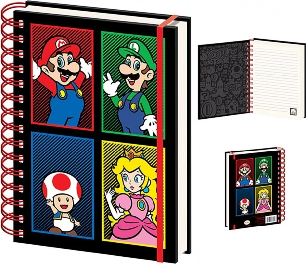 Krúžkový blok A5 SUPER MARIO – linajkovaný, 4 farby