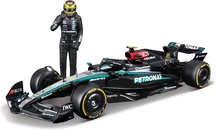 Model F1 Bburago Mercedes-AMG Petronas W15 2024 Lewis Hamilton 1:24 s figúrkou jazdca