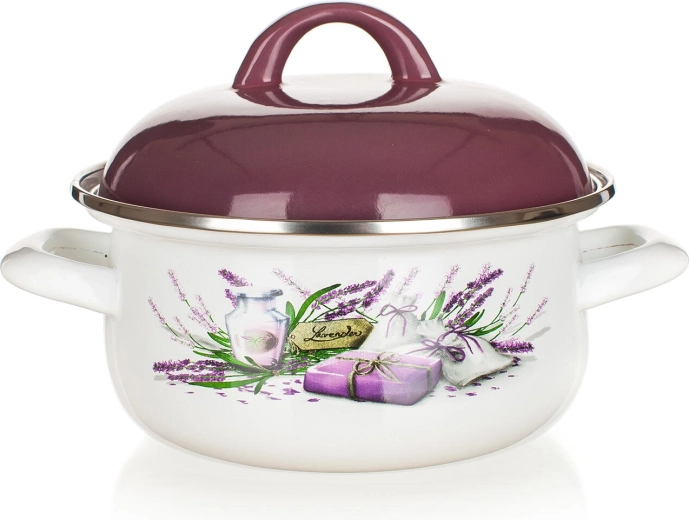 Smailovaný kastról Lavender 22 cm s pokrievkou, 2,9 l