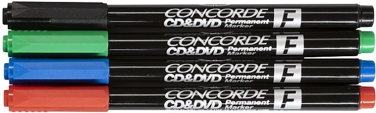 Permanentné popisovače CONCORDE na CD a DVD – sada 4 ks