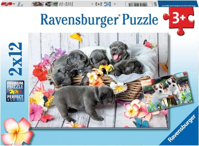 Ravensburger puzzle Rozkošné šteniatka 2×12 dielikov