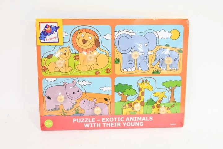 WOODY drevené baby puzzle s úchytmi mláďatá 4 v 1