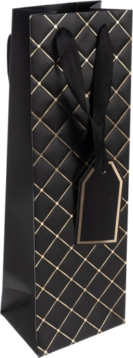Darčeková papierová taška quilt na víno čierna 12 × 9 × 36 cm