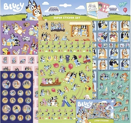 Bluey super samolepky – sada 8 hárkov