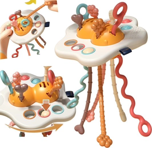 woopie baby montessori senzorická hračka ufo hryzátko a hrkálka
