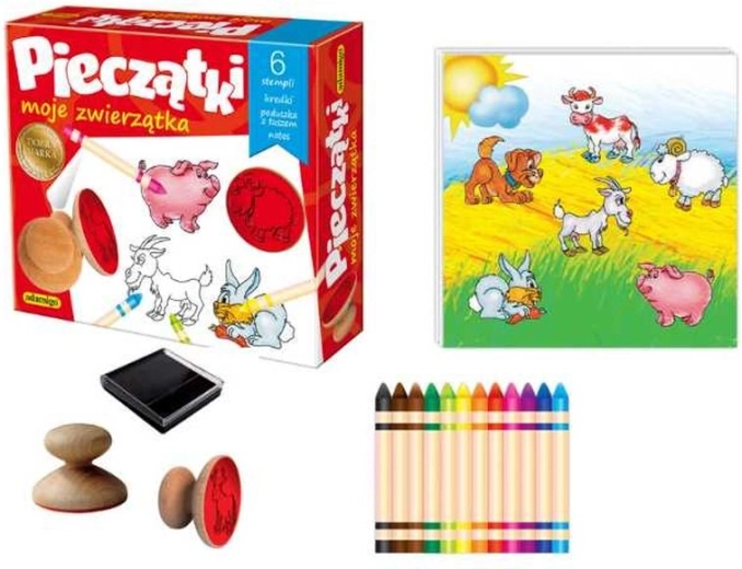 Drevené pečiatky zvieratká – kreatívna sada 6 ks
