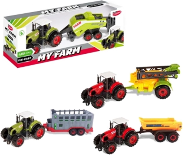 Kovový traktor s prívesom na zotrvačník