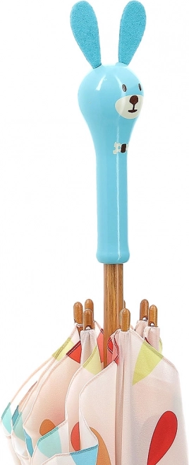 Detský dáždnik s drevenou rukoväťou králik Raoul VILAC