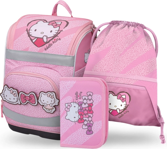 Školský set Baagl Zippy Plus Hello Kitty Sweet Leopard – aktovka, peračník a vrecúško