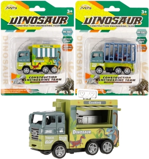 autá s prepravou dinosaura s pohonom na spätný chod