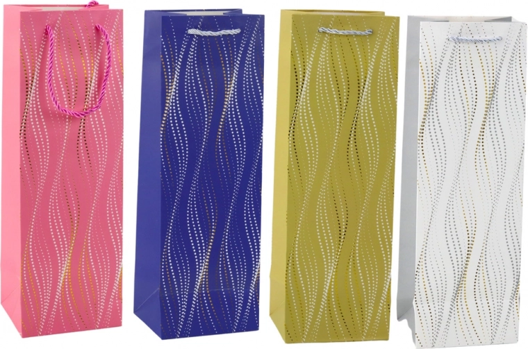 Darčeková taška na fľašu s trblietavými vlnami