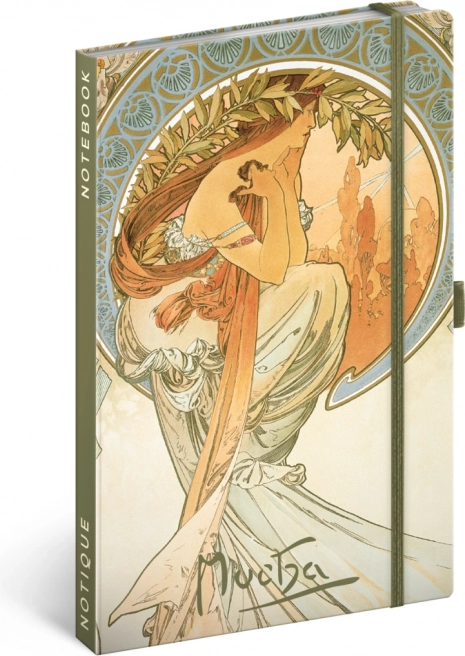 Notique zápisník ALFONS MUCHA – Poézia, linajkový 13 × 21 cm