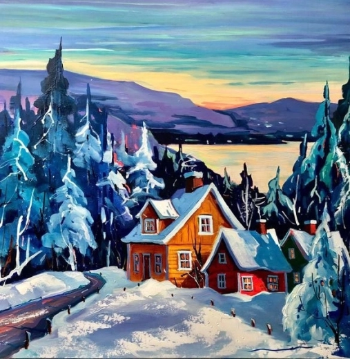 Norimpex Maľovanie podľa čísel Chata v zime 40 × 50 cm