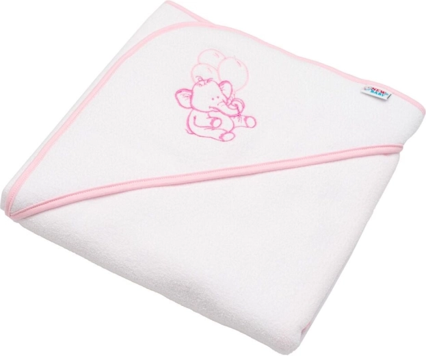 Detská froté osuška s kapucňou NEW BABY 80 × 80 cm – biela, sloník