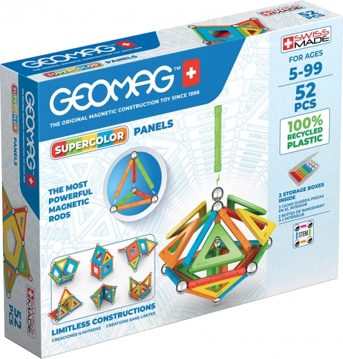 Magnetická stavebnica Geomag Supercolor Recycled – 52 dielov