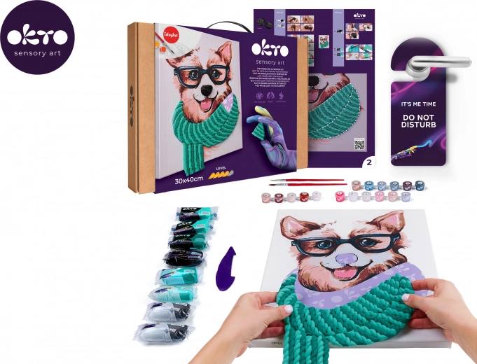 Okto maľovanie podľa čísel a 3D modelovanie – obraz Fashion Corgi 30 × 40 cm